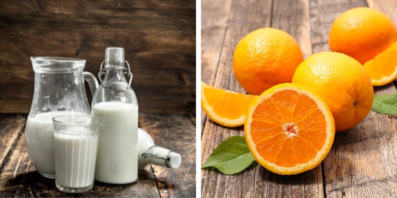 Cách trị nám da chân sữa tươi và cam